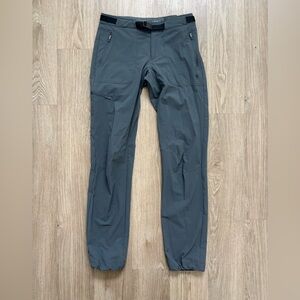 Mountain hardware slim nylon hiking pants gray pullcord cuff womens size 8